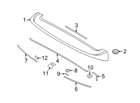 2013 Kia Sorento Rear Spoiler Pad 3-Rear Spoiler Diagram for 872151U000