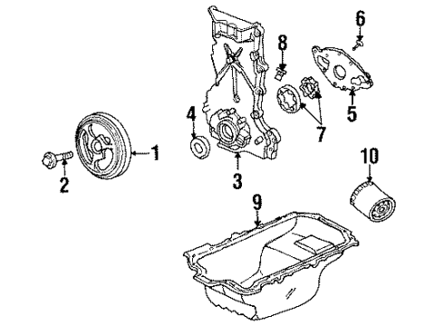 1998 Saturn SL2 Engine Parts, Mounts, Cylinder Head & Valves, Camshaft & Timing, Oil Pan, Oil Pump, Crankshaft & Bearings, Pistons, Rings & Bearings Relief Valve Diagram for 12597920