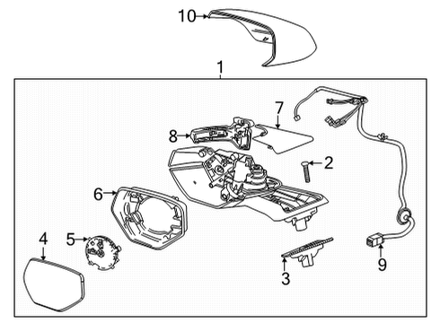 2022 Chevrolet Corvette Outside Mirrors Mirror Outside Diagram for 84851431