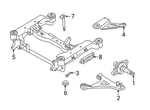 2006 Infiniti Q45 Front Suspension Components, Lower Control Arm, Stabilizer Bar Bolt Diagram for 54418-AG00A