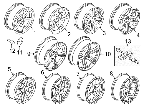 2013 BMW Z4 Wheels Light Alloy Rim Diagram for 36116785257