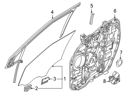 2022 Kia Carnival Front Door Glass & Hardware MOTOR ASSY-FRONT POW Diagram for 82450R0010