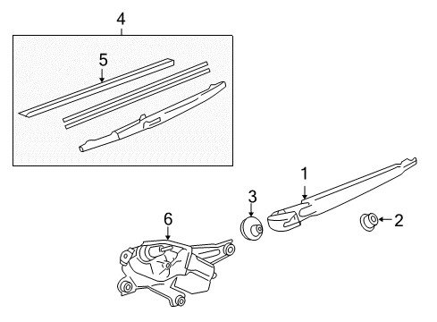 2008 Lexus LX570 Lift Gate - Wiper & Washer Components Wiper Arm Grommet Diagram for 85143-60130