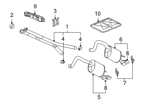 2006 Cadillac XLR Exhaust Components Exhaust Muffler Assembly (W/ Tail Pipe) (RH Proc) Diagram for 10343507
