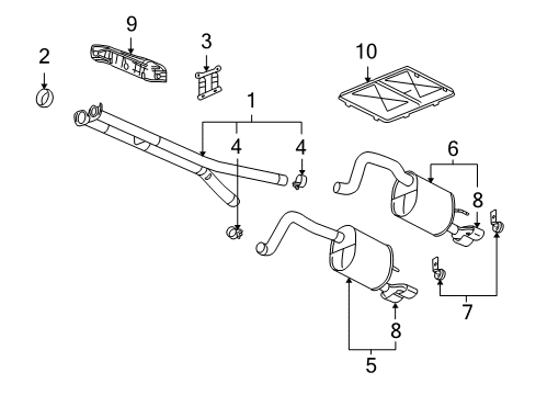 2006 Cadillac XLR Exhaust Components Muffler & Pipe Diagram for 10343506