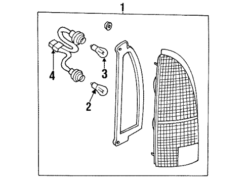 1998 Nissan Quest Bulbs Rear Combination Lamp Socket Assembly, Right Diagram for 26551-1B000