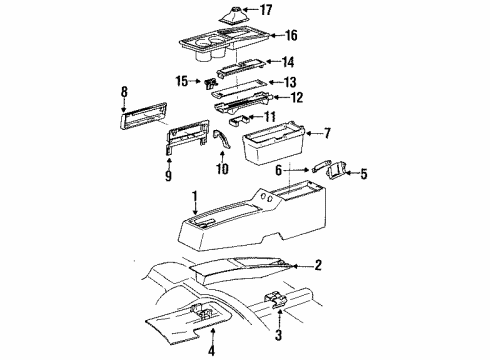 1993 GMC Typhoon Console Stop-Seat Separator Compartment Door Diagram for 15597158