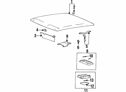 1997 Hyundai Sonata Interior Trim - Roof Map Lamp Assembly Diagram for 92850-37000-DI