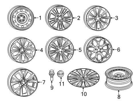 2016 Chrysler 200 Wheels Steel Wheel Diagram for 5270040AC