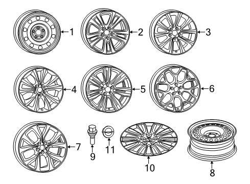 2016 Chrysler 200 Wheels Aluminum Wheel Diagram for 1WM47XZAAB