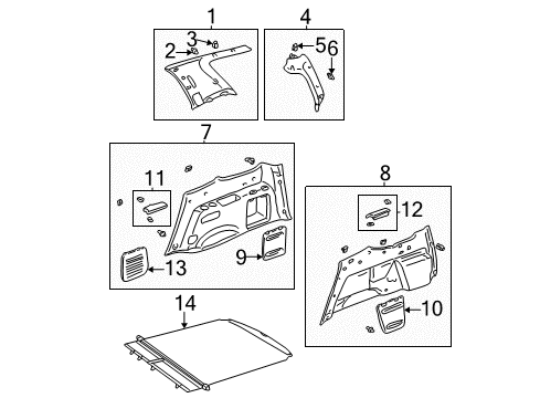 2001 Toyota Sequoia Interior Trim - Quarter Panels Overhead Console Clip Diagram for 90468-05125