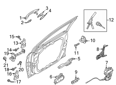 2021 Hyundai Sonata Front Door Door Outside Handle Assembly, Right Diagram for 82661-L1230