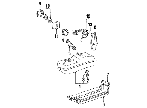 1984 Toyota Pickup Fuel System Components Hose, Fuel Tank Sub Inlet Diagram for 77213-35110