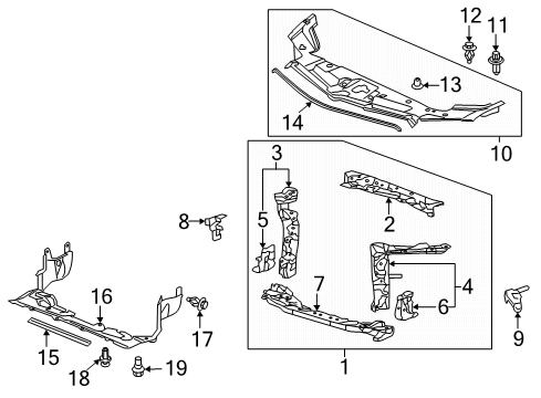 2013 Acura ILX Radiator Support Stay Set, Left Front Bulkhead Side Diagram for 04611-TX6-A00ZZ