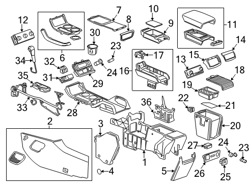 2016 GMC Acadia Center Console Rear Panel Diagram for 23122691