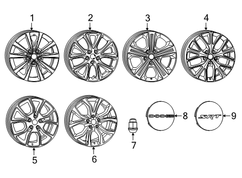 2018 Dodge Durango Wheels, Covers & Trim Wheel Center Cap Diagram for 1SK35SZ0AA