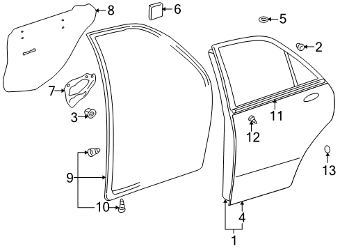 2004 Lexus IS300 Rear Door Panel, Rear Door, Outer RH Diagram for 67113-53010