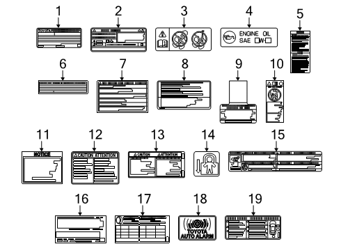 2021 Toyota RAV4 Information Labels Spec Label Diagram for 74514-47010