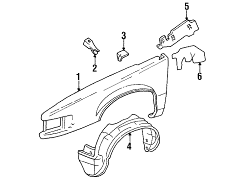 1992 Buick LeSabre Fender & Components Panel, Front Wheelhouse Diagram for 25606992