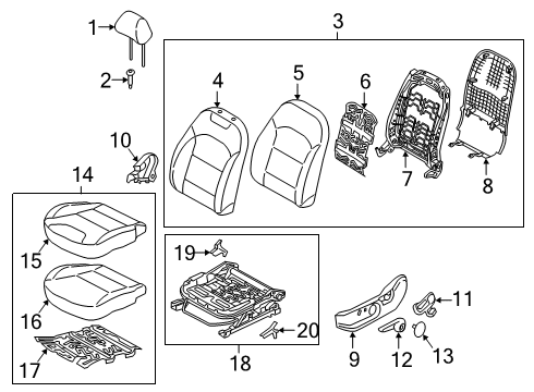 2017 Kia Niro Heated Seats Front Back Covering Assembly, Left Diagram for 88360G5010AY1