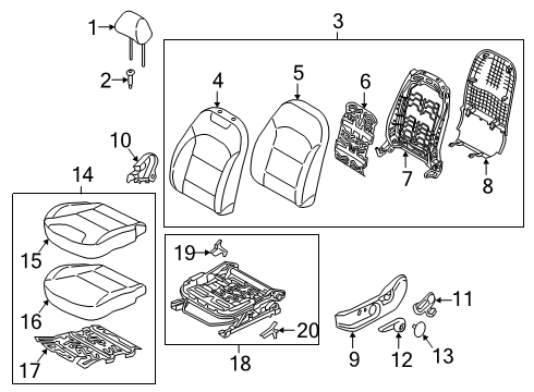 2021 Kia Niro Front Seat Components Front Cushion Covering, Left Diagram for 88160G5000AY1