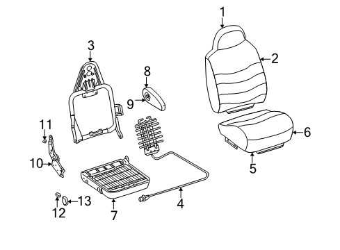 2001 Ford Excursion Front Seat Components Seat Cushion Pad Diagram for YC3Z-78632A22-BA