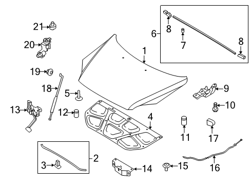 2006 Kia Sportage Hood & Components Clip-Stay Rod Diagram for 0K2FA56693