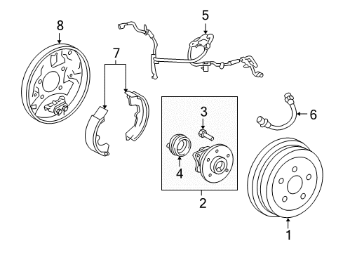 2009 Toyota Corolla Brake Components Hub & Bearing Diagram for 42450-12170