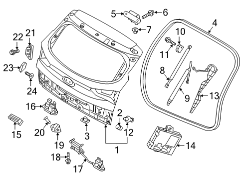 2017 Hyundai Tucson Gate & Hardware LIFTER Assembly-Tail Gate, RH Diagram for 81781-D3001