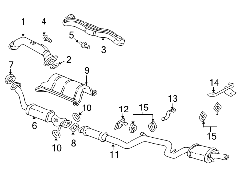 2002 Chevrolet Impala Exhaust Components Exhaust Muffler Assembly (W/ Exhaust Pipe & Tail Pipe) Diagram for 10315289