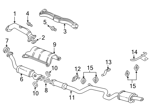 2002 Chevrolet Impala Exhaust Components Bracket-Exhaust Muffler Rear Hanger *Green Diagram for 10328741