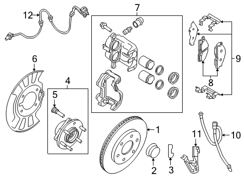 2019 Infiniti QX80 Front Brakes Hose Assy-Brake, Front Diagram for 46211-1LA0B