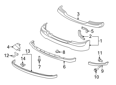 2005 GMC Yukon Front Bumper Bumper Diagram for 15758072