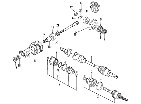 1991 Nissan 300ZX Rear Axle, Differential, Propeller Shaft Housing W/SHAFT Set-R Diagram for 39711-17V20