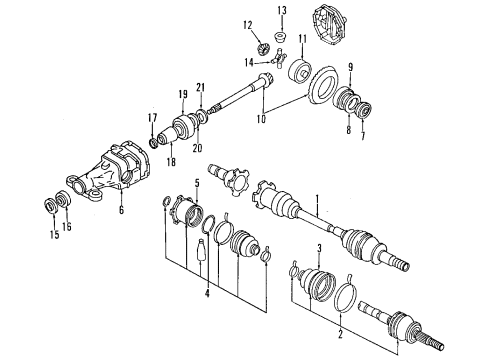 1991 Nissan 300ZX Rear Axle, Differential, Propeller Shaft Repair Kit-Seal, Inner Diagram for 39741-03P27