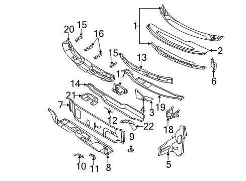 2006 Chrysler Town & Country Cowl Grille-COWL Top Diagram for 4717553AF