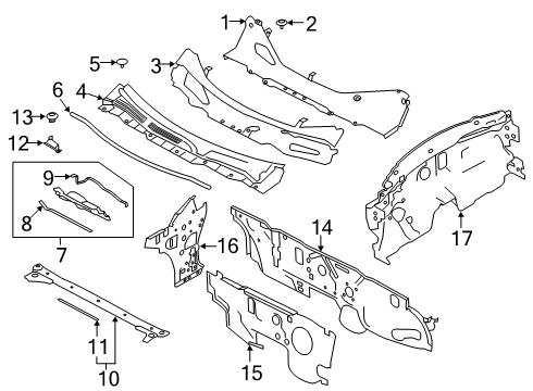 2022 Nissan Altima Cowl Dash-Lower Diagram for 67300-6CA0B