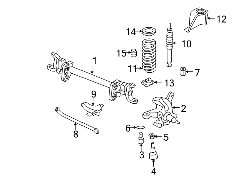 2007 Ford F-250 Super Duty Front Suspension Components, Stabilizer Bar Radius Arm Insulator Diagram for 5C3Z-3B203-BA