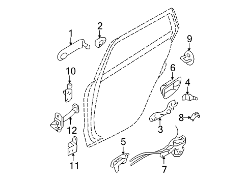 2007 Hyundai Santa Fe Rear Door Bracket-Rear Outside Handle Support Diagram for 83485-2B000