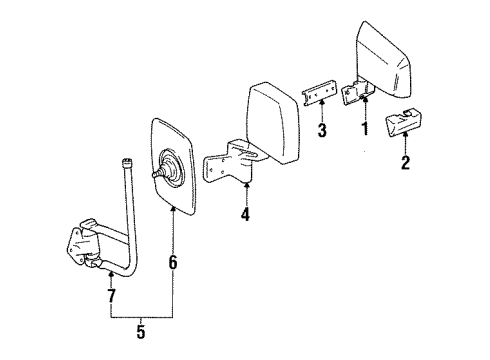 1987 Jeep Wrangler Outside Mirrors Mirror Assembly , Right Diagram for 55012571