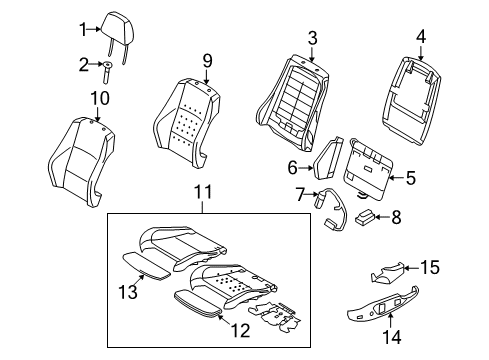 2009 BMW 128i Passenger Seat Components Seat Upholstery, Leather Diagram for 52109177102