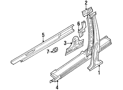 1988 Toyota Corolla Center Pillar Outer Rocker Diagram for 61412-12360