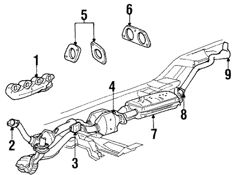 2001 Mercury Mountaineer Exhaust Components Muffler Diagram for 1L5Z-5230-AE