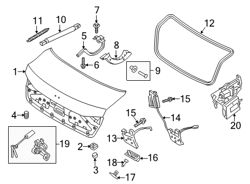 2016 Hyundai Genesis Trunk Key Sub Set-Trunk Diagram for 81250-B1C00