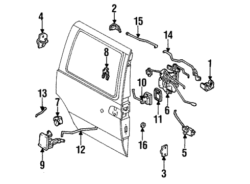 1998 Mercury Villager Side Loading Door - Hardware Control Assembly Diagram for F7XZ-1226404-AB