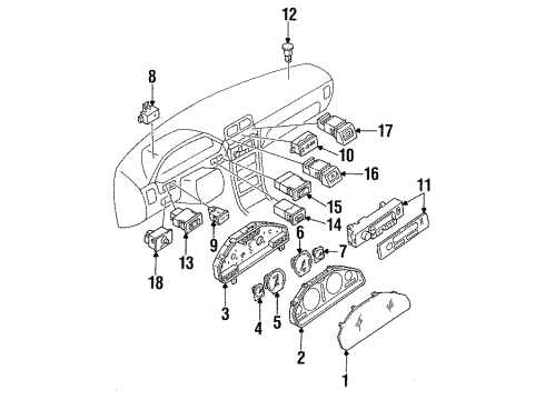 1995 Nissan Maxima Instruments & Gauges Control Assembly Diagram for 28525-40U00