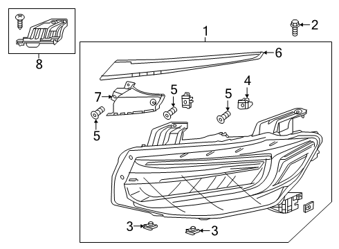 2019 Honda Insight Headlamps MLDG COMP R Diagram for 33101-TXM-A01