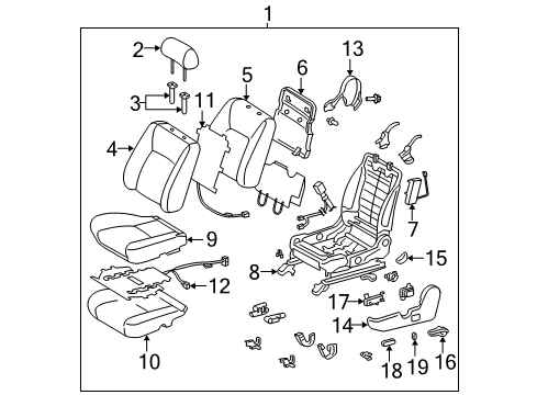 2006 Toyota Camry Front Seat Components Seat Cover Diagram for 71072-06410-B1