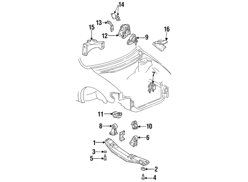 1996 Mercury Villager Engine & Trans Mounting Crossmember Bushing Diagram for F3XY-6A037-A