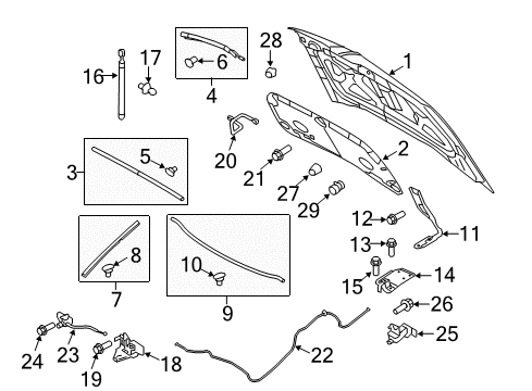 2010 Lincoln MKT Hood & Components Hinge Mount Bolt Diagram for -W505424-S424